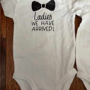 Carter's White Bodysuit with Black Bow Tie Print
